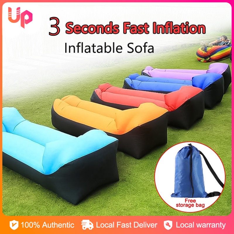 Inflatable Banana Bed Folding Sofa With Pillow Beach Air Bed Portable ...