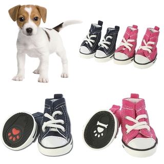 4Pcs Puppy Pet Dogs Shoes Fashion Casual Shoes Sport Anti-slip Walk Canvas Shoes