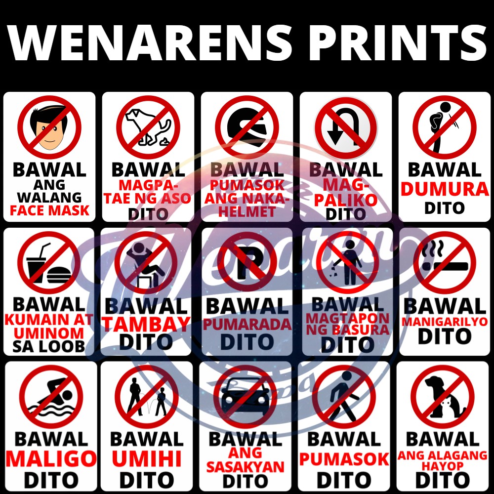 Bawal Signboard alog Pvc Laminated Sign Waterproof Signage Size Shopee Philippines