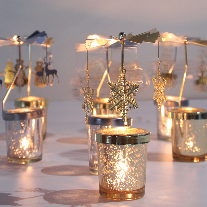Rotating Candle Holder Revolving Lantern Romantic Rotary Tealight