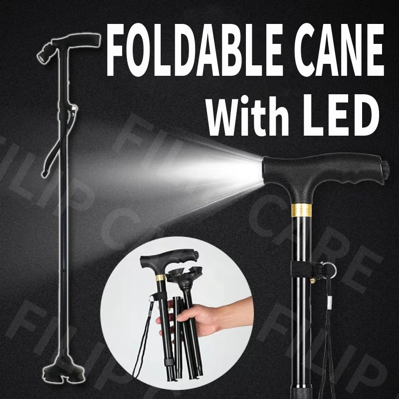 Sturdy Foldable Trusty Cane with LED Lights Walking Stick Cane For