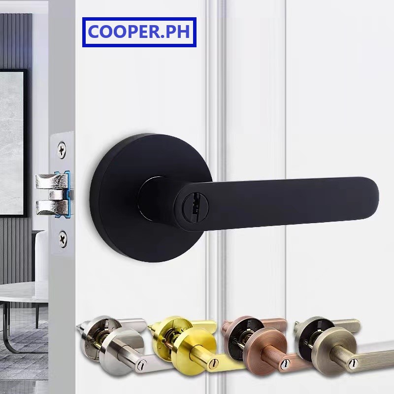 COOPER.PH black gold door knob black lockset gold lever type Stainless