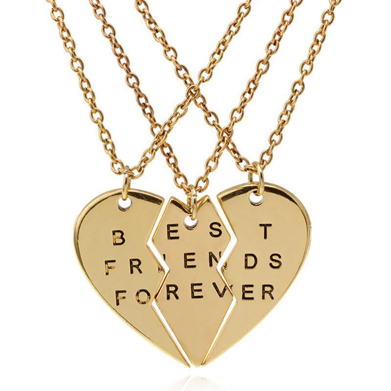 FOPH 3Pcs Broken Heart Pendant Necklace Best Friends Forever | Shopee ...