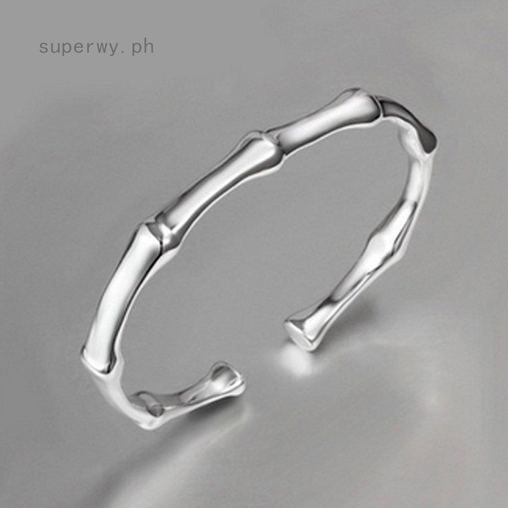 Women's Fashion 925 Sterling Silver Bangle Bamboo Joint Opening Cuff