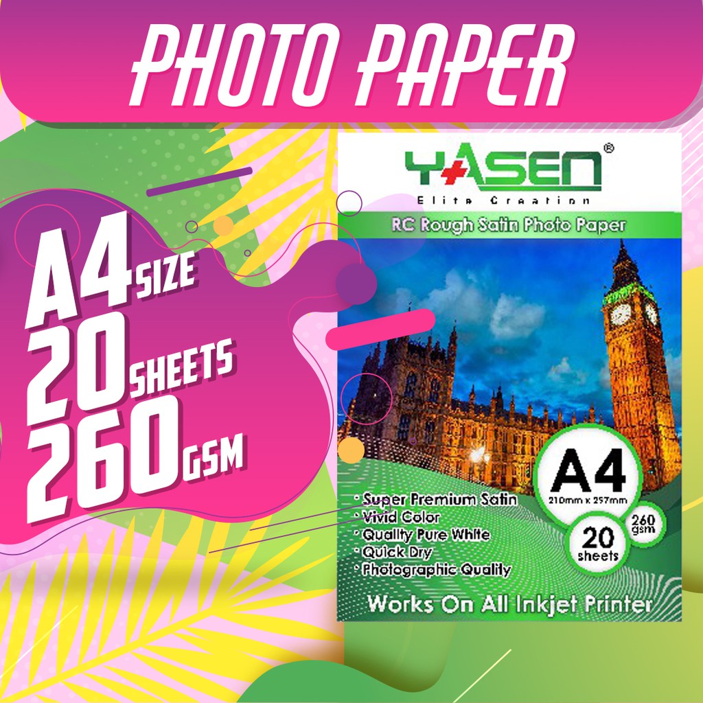 Resin Coated Photo Paper (3R / 4R / A4) 260GSM (20 Sheets) Waterproof