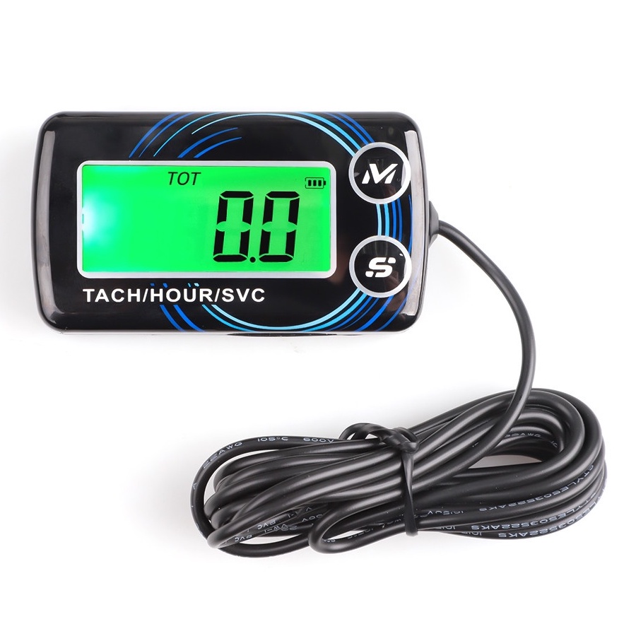 Waterproof Digital Engine Tach Hour Meter, Tachometer Gauge Engine RPM LCD Display For