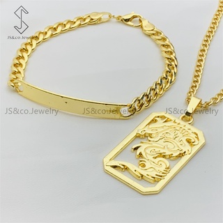 JS&CO jewelry 2in1 Dragon Pendant Necklace Bracelet Set for Men 2786s