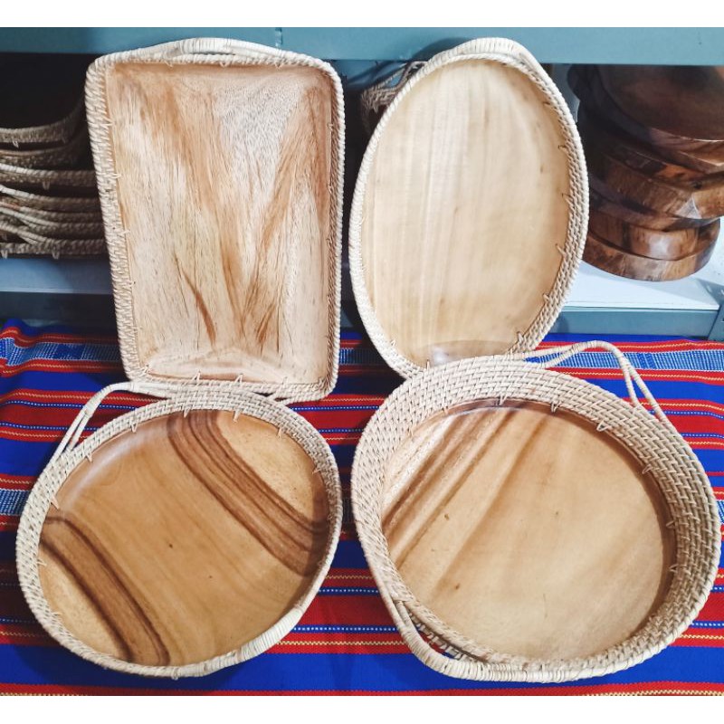 Rattan and Wood Serving Tray! Shopee Philippines