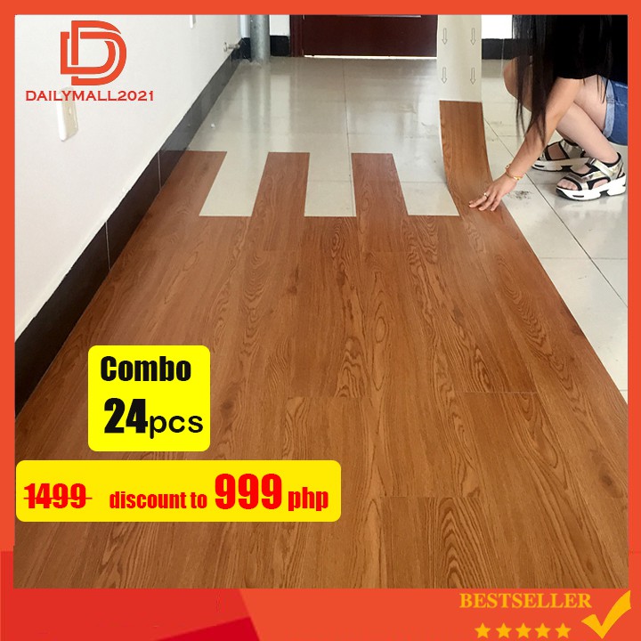 COMBO 24pcs FLOOR STICKER Planks wood grain waterproof flooring