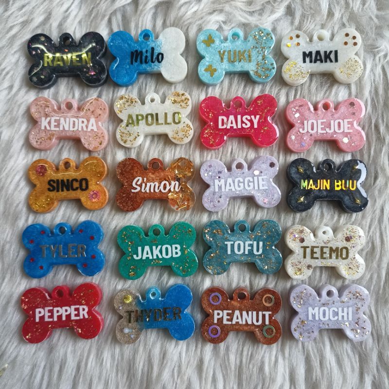 ⊕Customized Resin Dog and Cat NAMETAG - with collar #3