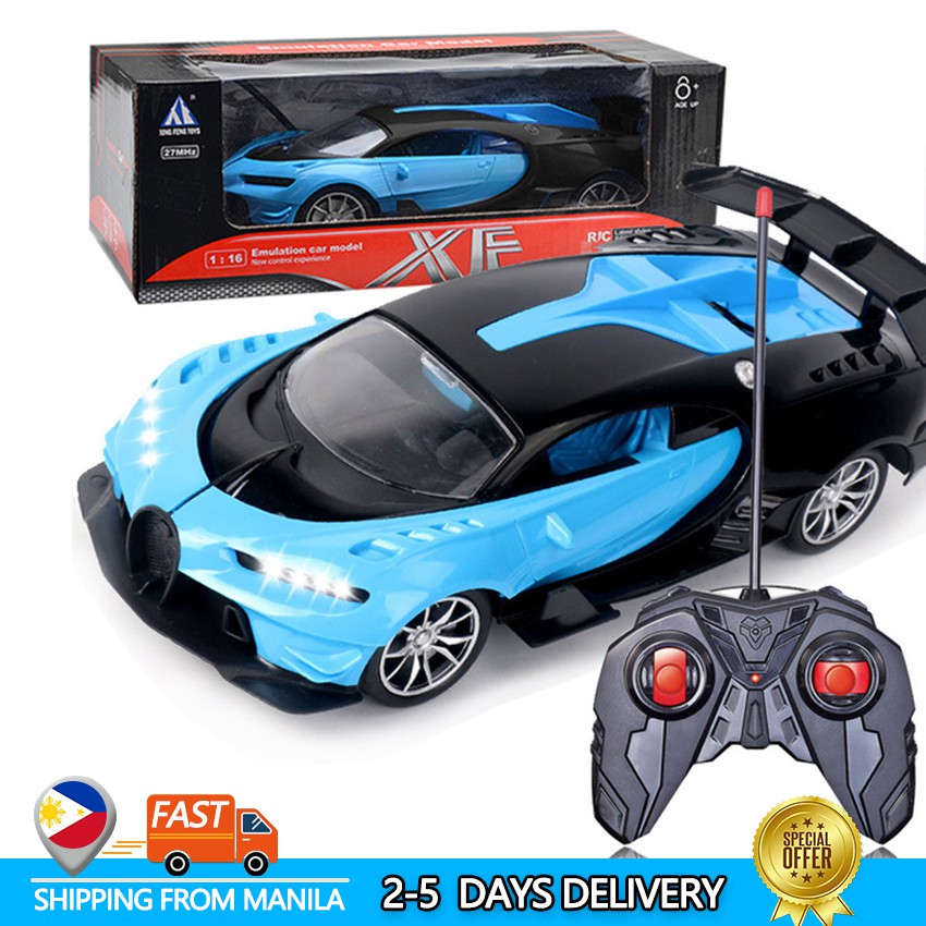 Remote Control Car 1/16 Scale Blue Remote Toy Racing, With Led Lights