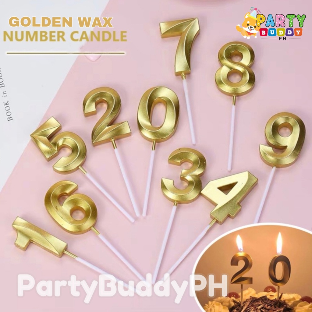 Golden Wax Number Premium Smokeless Arch Candle Birthday Cake Topper