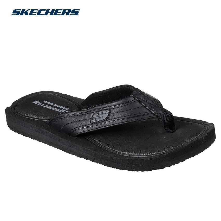 skechers black flip flops