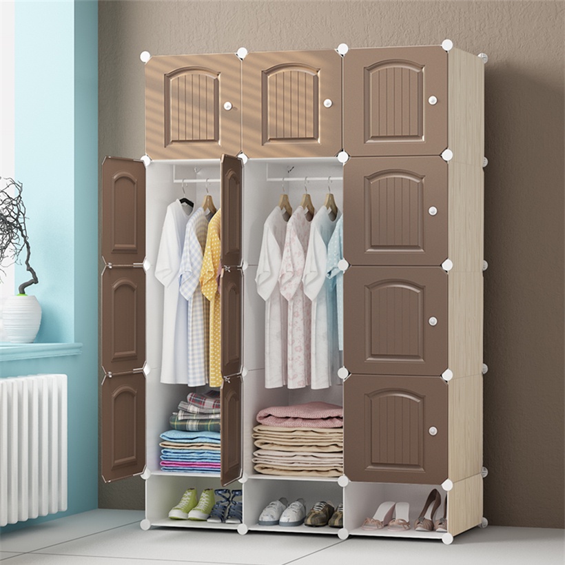 Clothes Wood Panel DIY Wardrobe Closet Organizer With Hanger