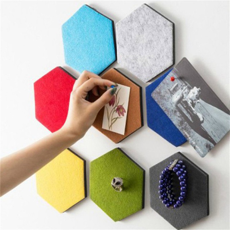 Color Self Adhesive Pin Board for Wall Decor Memo Board Notice Board for Classroom,Office,Home Afumazi 6Pcs Felt Board Tiles Hexagon Bulletin Board 