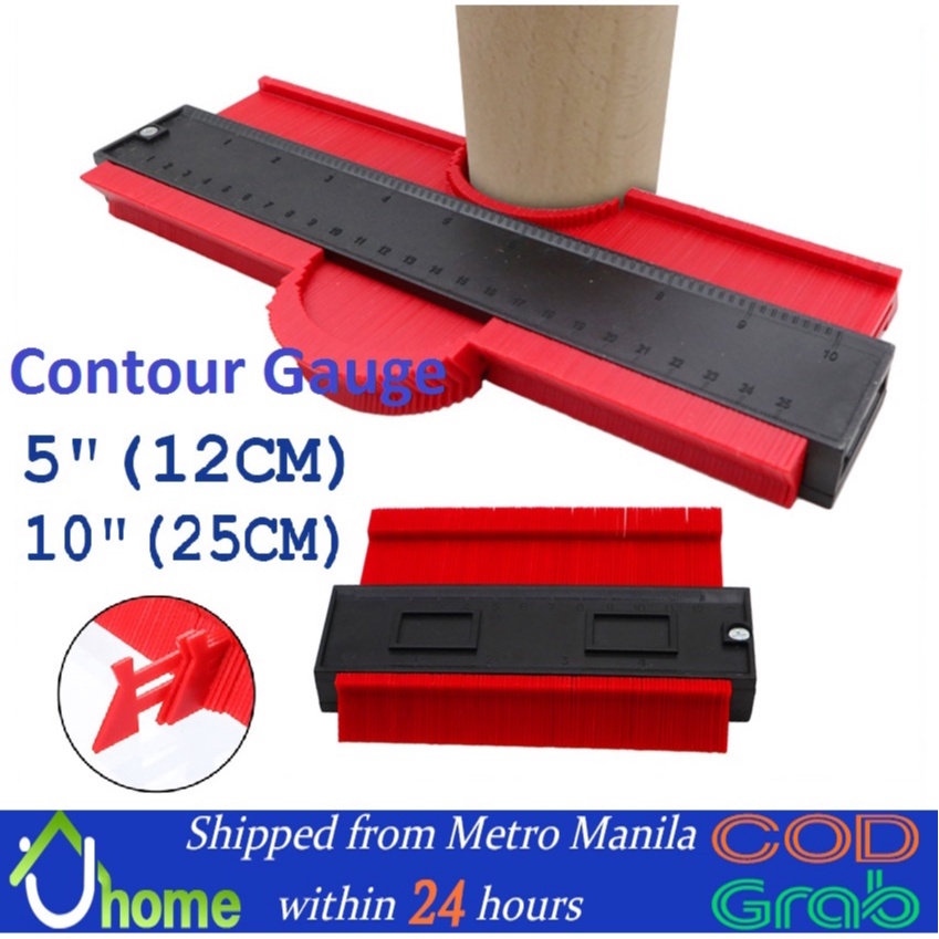 10 Inch Blue + 5 Inch Red Contour Gauge Duplicator with Lock Outline Gauge 5 Inch and 10 Inch Widen Profile Copy Gauge for Irregular Shape Tracing Template Precise Measuring Tool 