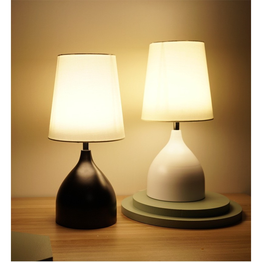 Nordic style LED desk lamp full touch switch desk lamp metal base cloth lampshade desk lamp