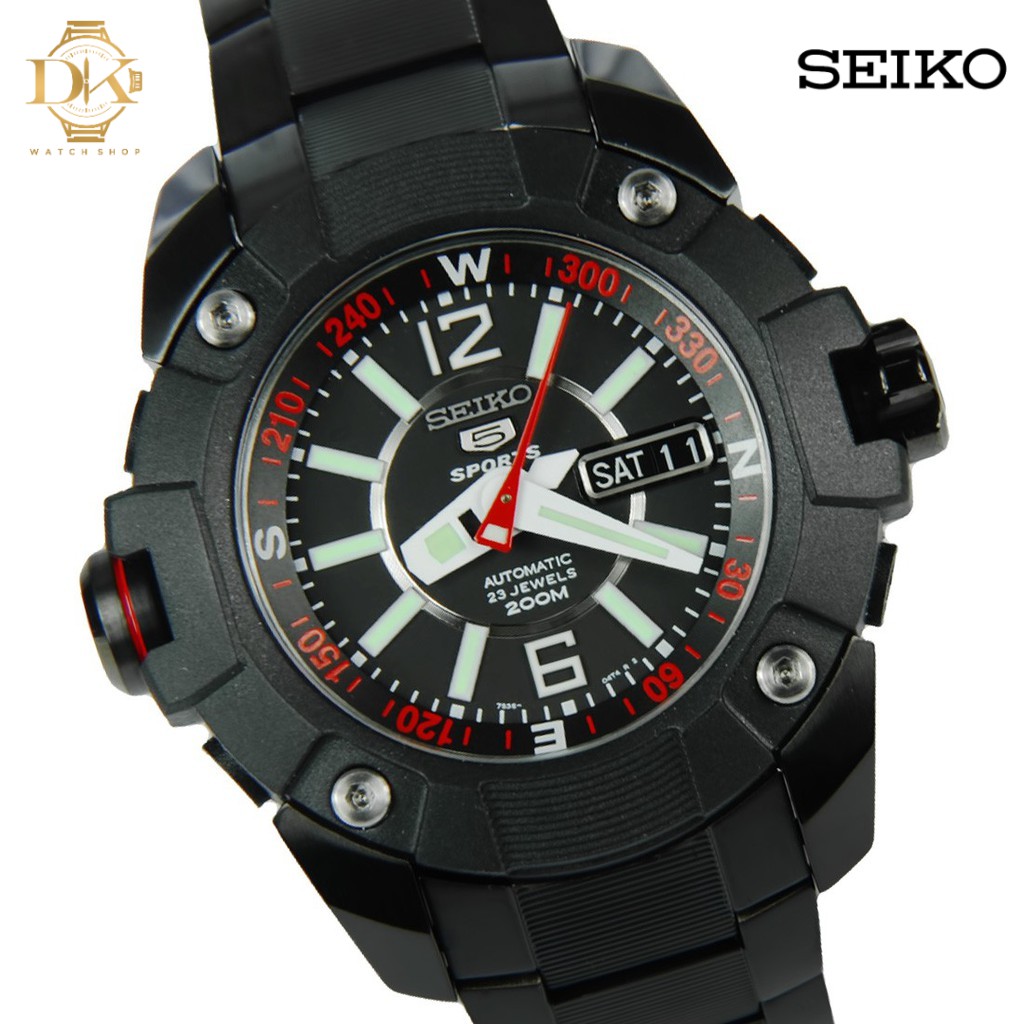 seiko 5 sports automatic all black