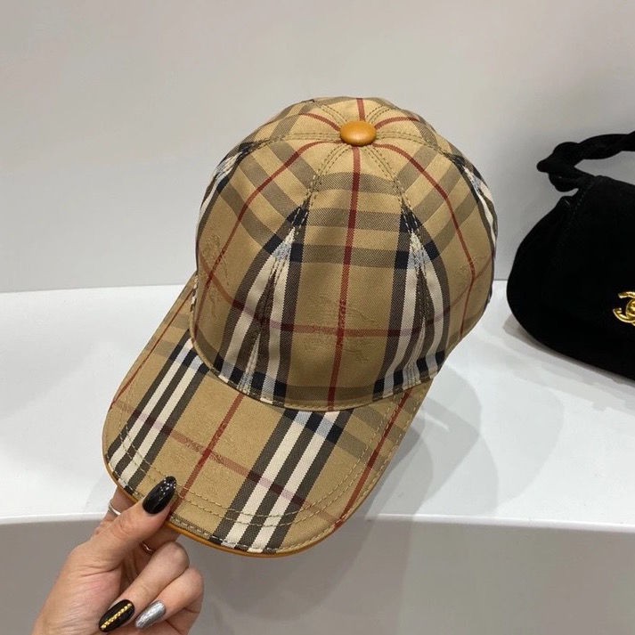 Burberry baseball cap plaid dark flower wild cover sun hat men and women  same style outdoor casual | Shopee Philippines