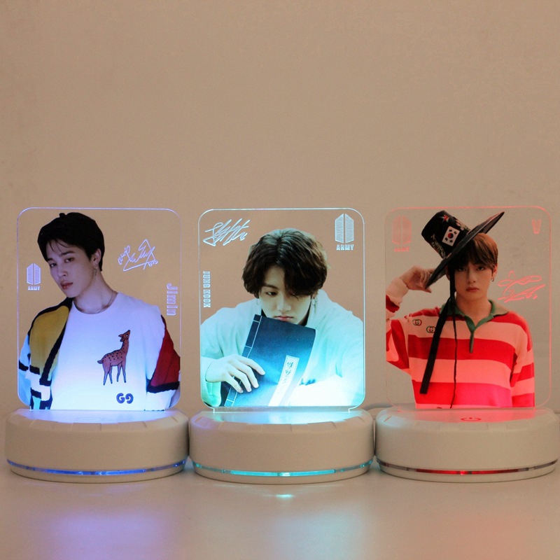 Kpop BTS V JUNGKOOK JIMIN JIN 7 Colors Led Night Light Crylic Table