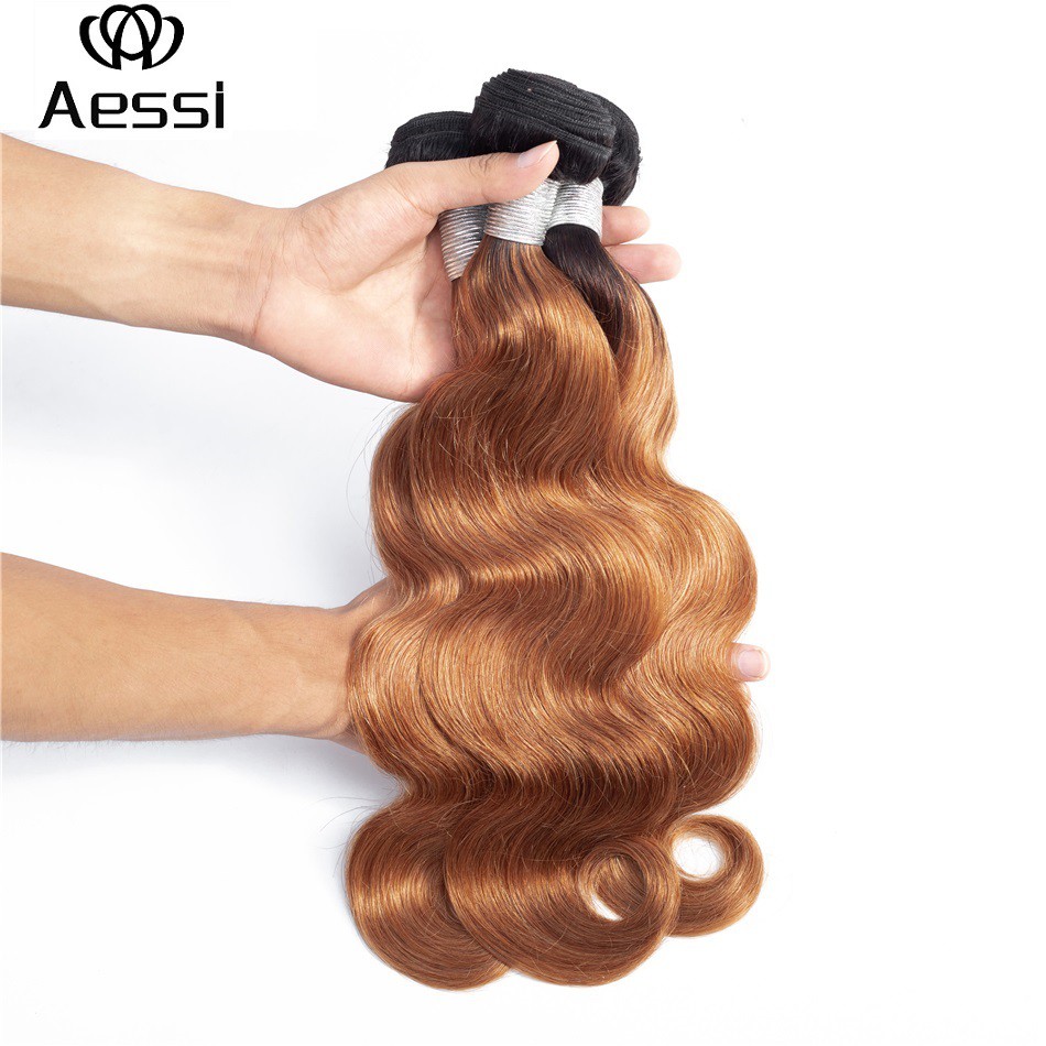 Aessi 3pcs 1b 30 Indian Body Wave Human Hair Weave Extension