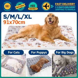 Ultra Soft Pet Dog Cat Bed Mat Blanket with Cute Prints Washable Reversible Fleece Crate Bed Liner
