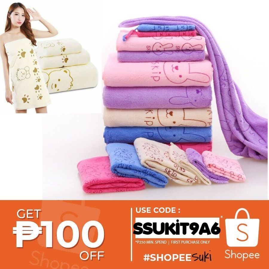 3 in 1 Microfiber Absorbent Towel Set Bath Kerchief Towel ...