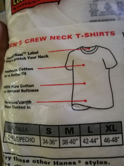 hanes t shirt sizing