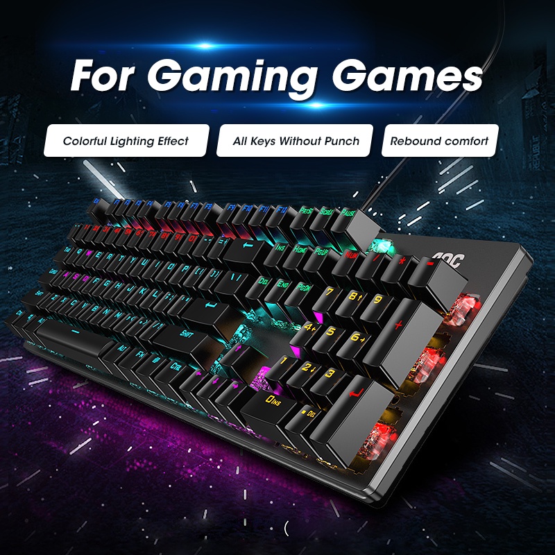 AOC GK410 RGB Mechanical Gaming Keyboard Colorful Metal Keyboard for