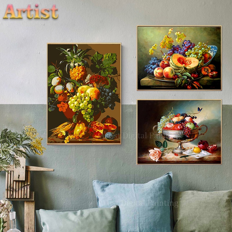 Artist DIY painting by number, oil painting, art fruit, canvas painting, oil painting frame