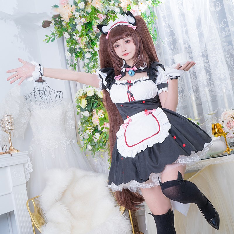 Chocola Cosplay Chocola Vanilla Maid Dress Costume Anime Cat Neko Girl Costumes Women Outfits