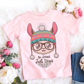 Funny No Prob Llama T Shirt Kids Summer Top Cartoon T-shirt Kawaii Llama Graphic Tees Fashion Anime Lama Cute Children Clothes #5