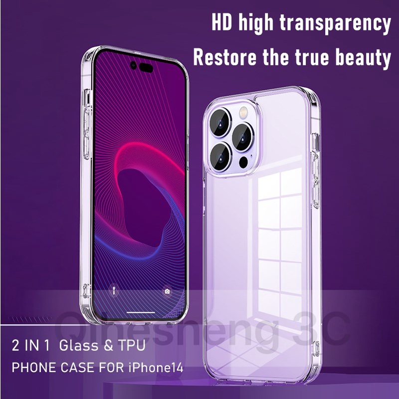 Apple iPhone 14 iPhone14 Pro Max Plus Hard Transparent Clear Glass