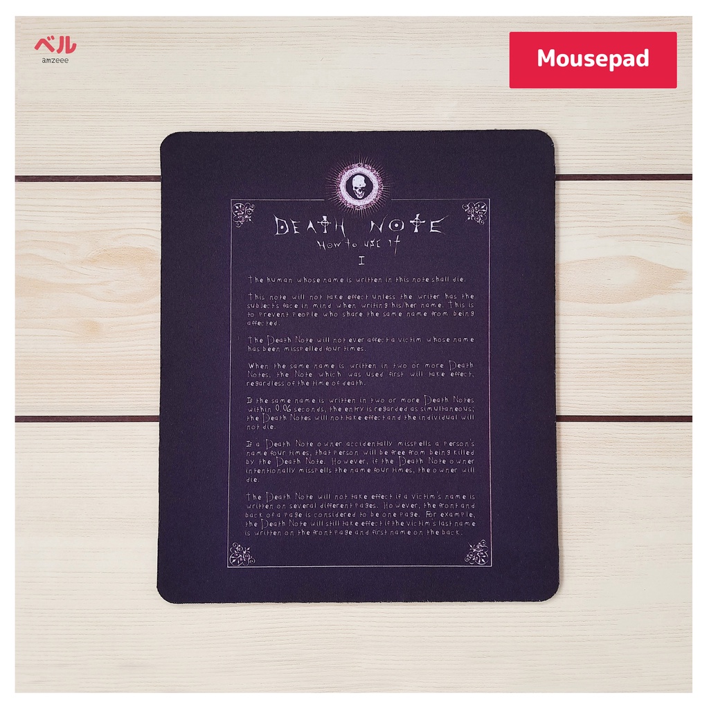 Death Note Mousepad - Yagami Light Ryuk L Lawliet Anime Dark Gothic ...