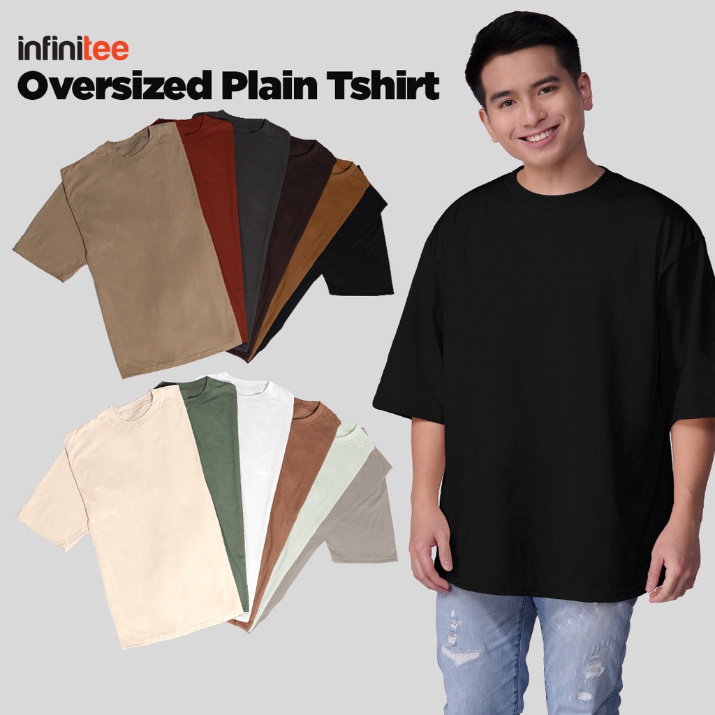Infinitee Oversized Shirt For Men Women Khaki Green Mocha Plain Tshirt