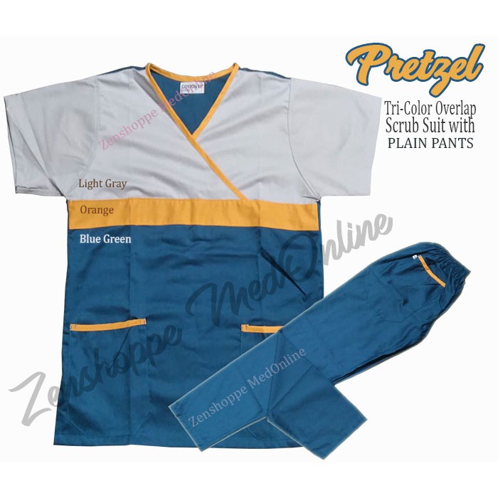 Tri-Color Overlap Scrub Suit with Plain Pants (Pretzel) [LCR] | Shopee ...
