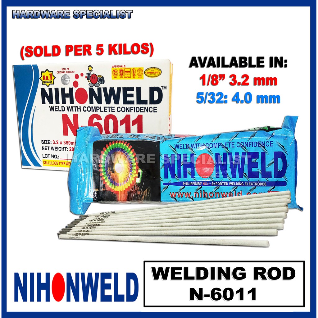 Welding Rod Nihonweld N6011 1/8 3.2 mm OR 5/32 4.0 mm SOLD PER 5 KILOS