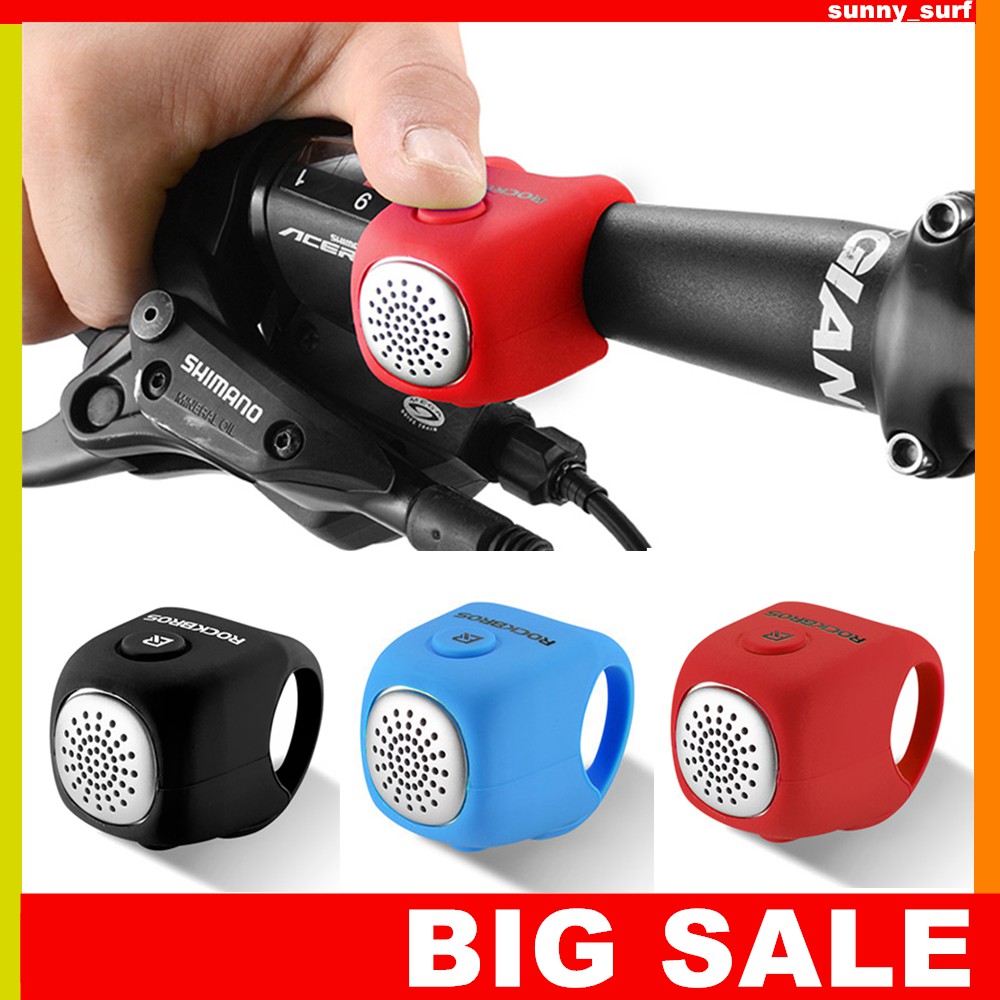 ROCKBROS Electric Bike Bells Horn MTB Bicycle Handlebar Bell Silica gel
