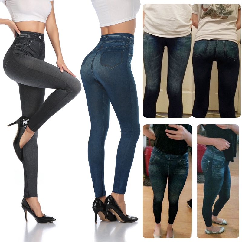 denim jeggings with elasticated waist