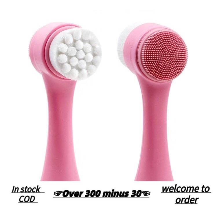 ln stock2022Philippines Top1 Double Side Silicone Facial Cleanser Brush Portable 3D Face Cleaning