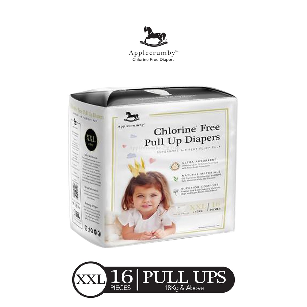 Applecrumby Chlorinefree XXL Pullup/Pants Baby Diapers (>18 kg) 16pcs x 1 pack Shopee