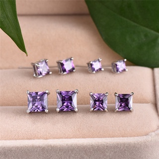 Natural Amethyst 2.6Ct Solid 925 Sterling Silver Classic Wedding Stud Earrings