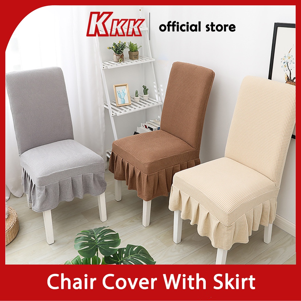 KKK Elegance Chair Cover With Skirt Stretch Dining Room Seat Cover
