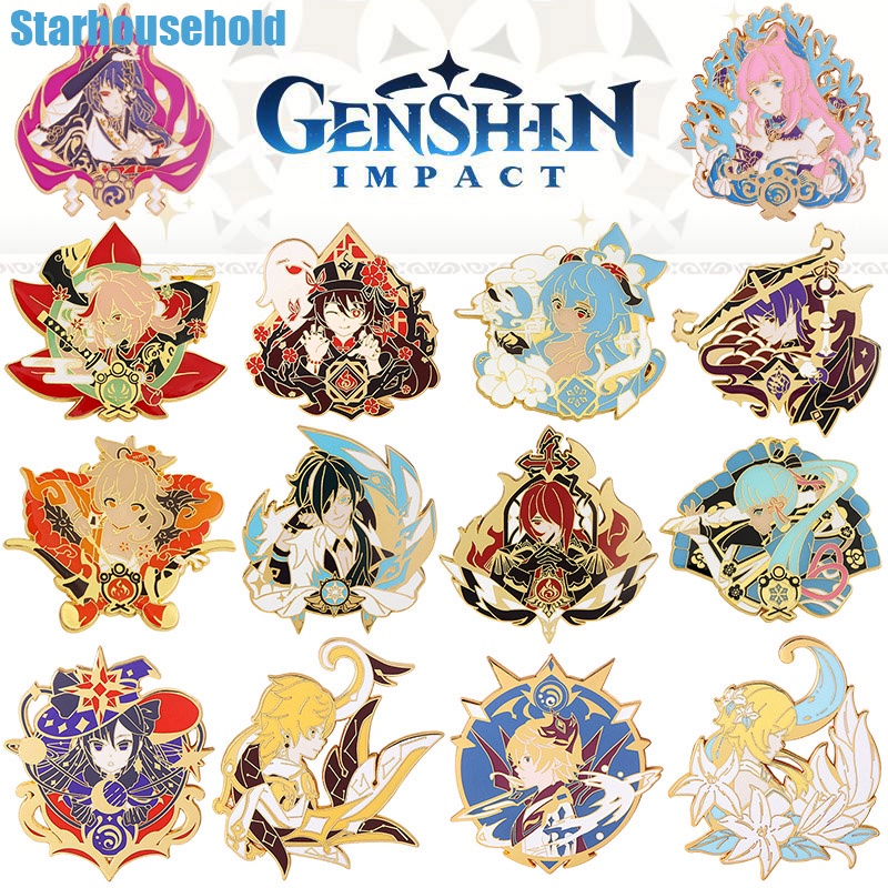 Genshin Impact Badge Metal Genshin Impact Raiden Shogun Hutao childe ...