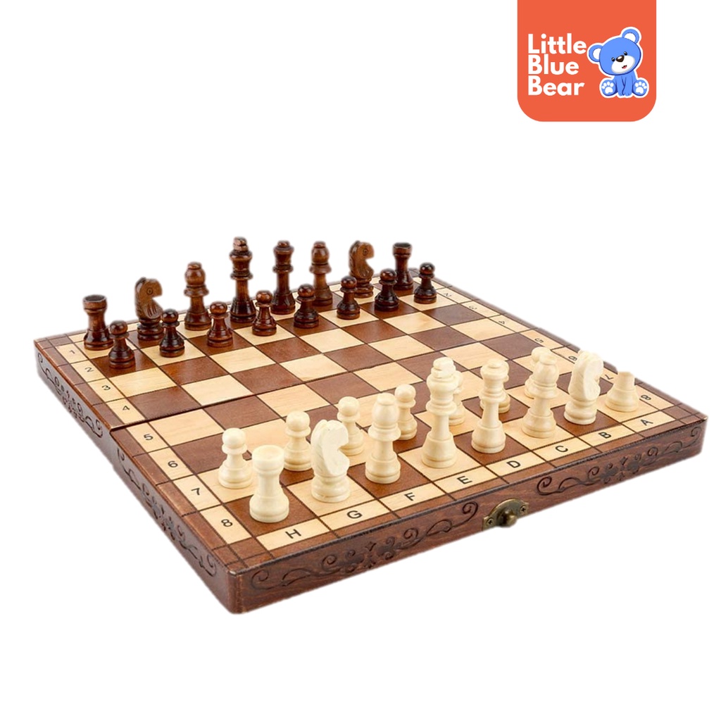 LBB Wooden Folding Chess Set High Quality Chess Board for Kids Shopee