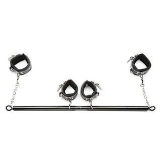 ۩ↂExpandable Metal Spreader Bar with Lock Catch Leather Handcuffs Ankle Bondage Sex Toy Open Leg Sp #4