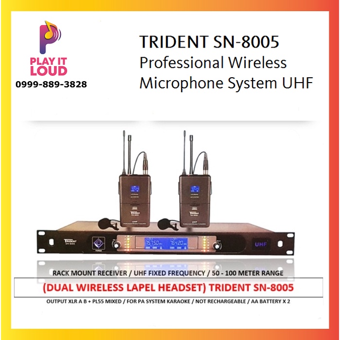 TRIDENT SN8005 Professional Dual Wireless Lapel and Headset Microphone