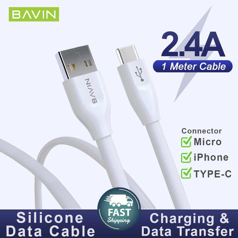 BAVIN CB185 2.4A Soft Silicone Data Cable Fast Charging USB Cable for ...