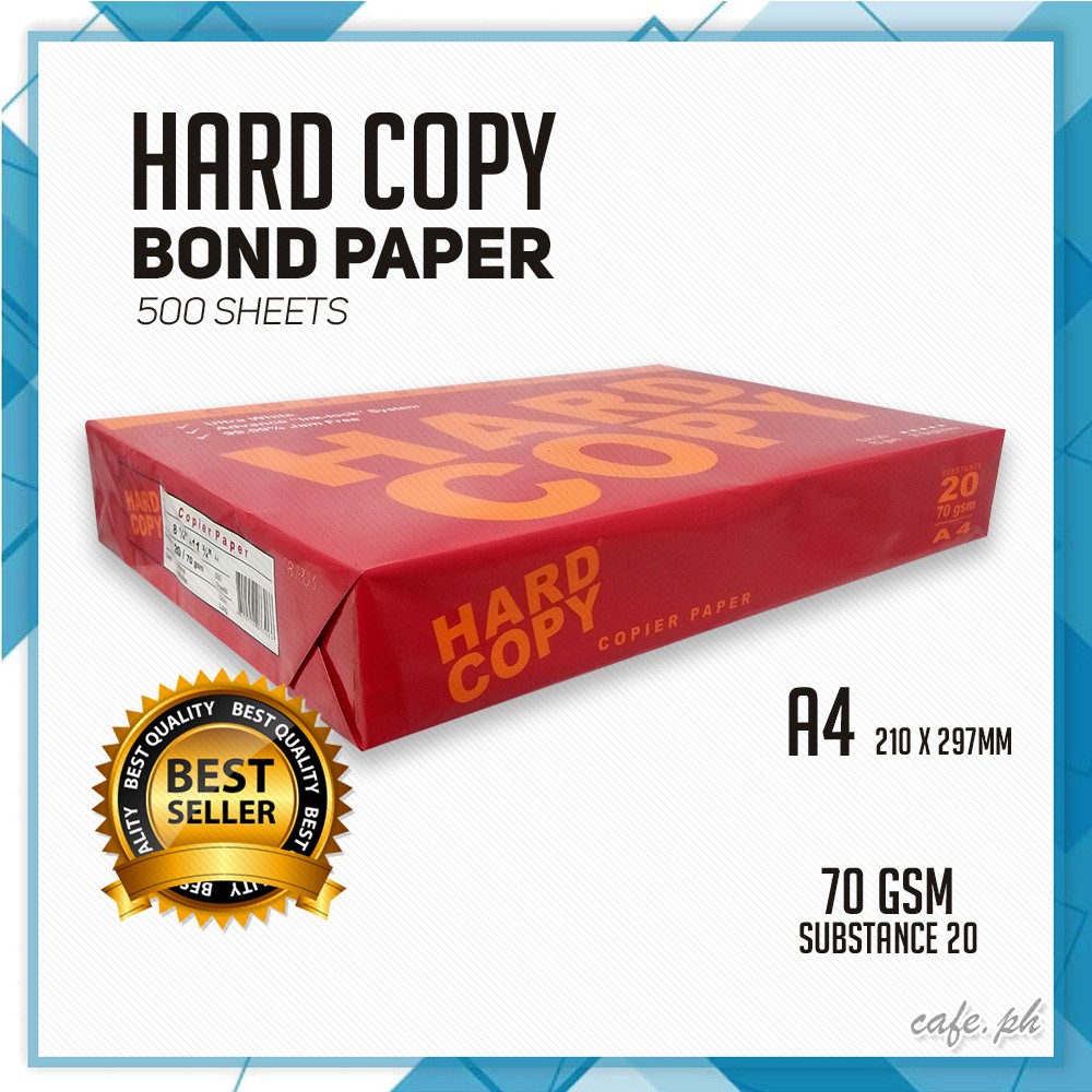 A4 Size Hard Copy Bond Paper 70gsm Substance 20 500 Sheets Per Ream Shopee Philippines