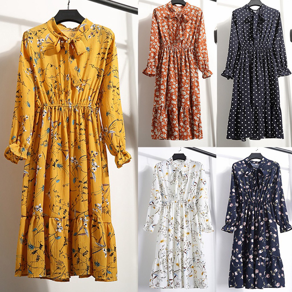 yellow floral dress long sleeve